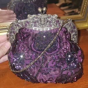 Elegant Purple Beaded Clutch